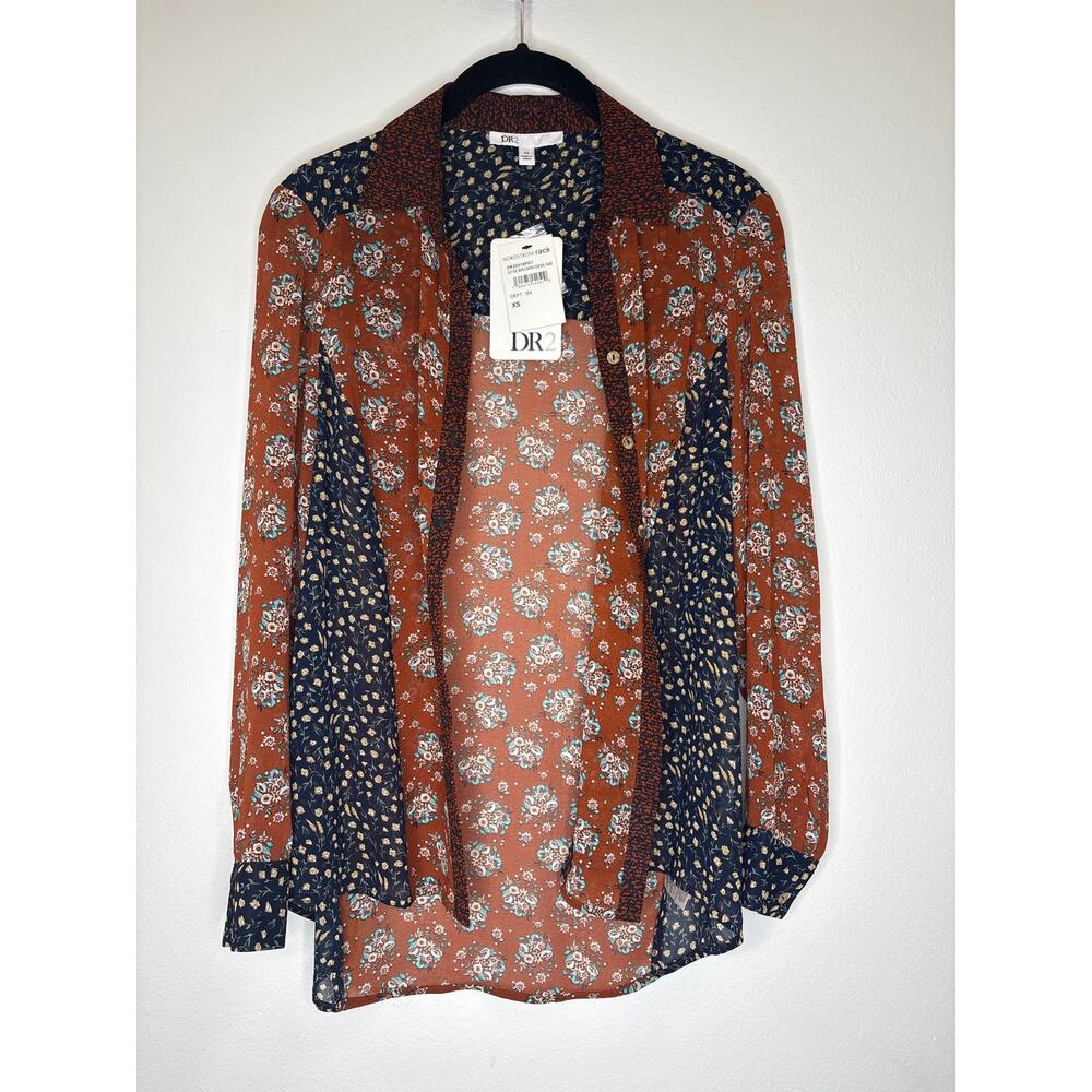 DR2 sheer button down long sleeve shirt